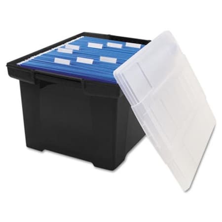 MADE4MATTRESS Plastic File Tote Storage Box- Letter/Legal- Snap-On Lid- Black MA885941